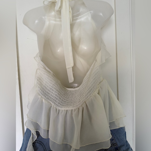 Cream Halter Ruffle Top - Picture 3 of 3